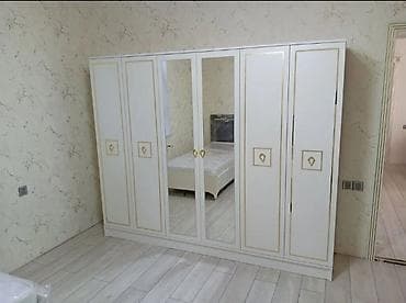 Yeni, 6 qapı, Güzgülü, Ağ, Digər material, Açılan, Düz dolab