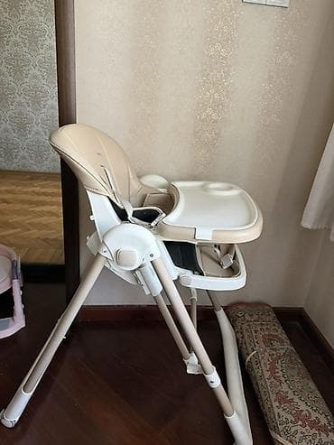 deri plas: BURBAY FİRMASININ Uşaq yemək stulu – bej rəng, plastik və metal — 2