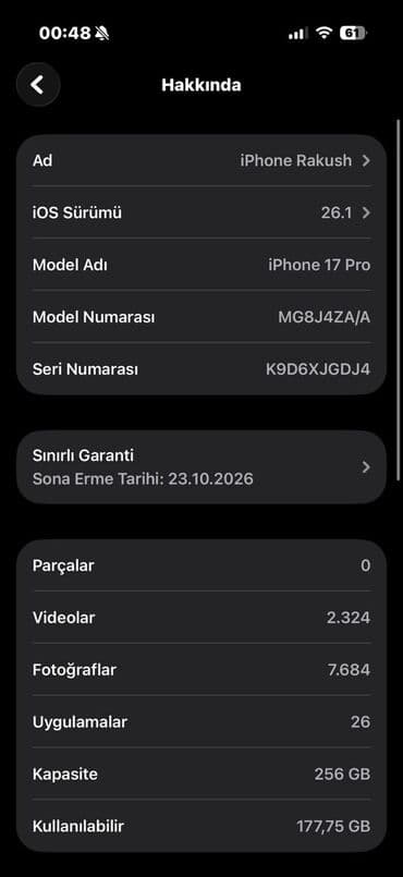iphone xs plata: IPhone 17 Pro, 256 GB, Göy, Zəmanət — 2