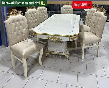 Qonaq otağı üçün, Açılmayan, Dördbucaq masa, 6 stul — 1