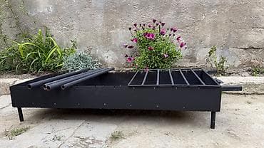 barbekyu manqal: Uzunluğu 1.10sm,en 40sm,3-lük dəmir listlə yığılmış yeni — 4