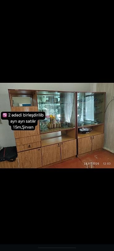 wfaner mebel: Şirvan. 2 ədəd vitrin/servant moduldan ibarət dəst. Hər biri ayrıca — 1