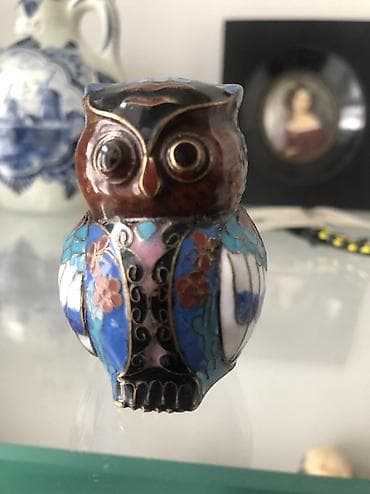 Винтажная фигура Сова-клуазоне