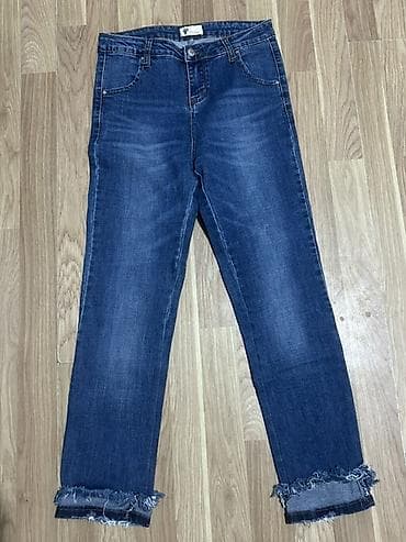 klasik şalvar: Size:27✨ Mavi rəngli düz kəsimli cins şalvar. - Klassik beş ciblə — 1