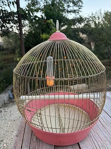 Аквариумы: Dairəvi quş qəfəsi - Material: metal barmaqlıqlar, plastik altlıq - — 1