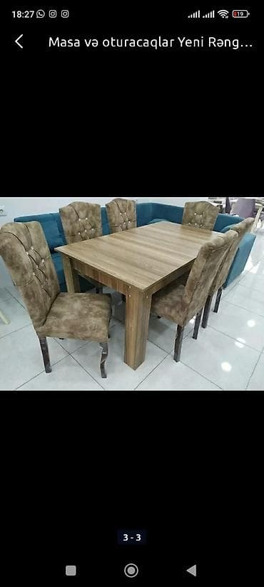 Qonaq otağı üçün, Açılan, Dördbucaq masa, 6 stul — 3