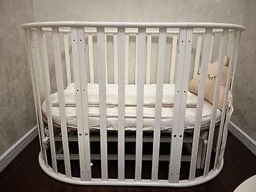ucuz manej: Для девочки и мальчика, Б/у, Овальная, Колыбель, С бортиками, С матрасом, С механизмом качания — 4