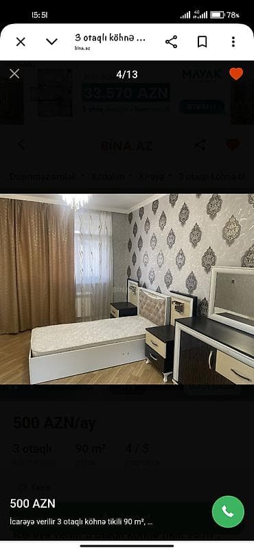 kirayə ev sabuncuda: Kirayə verilir: 3 otaqlı mənzil, 90 m², Xırdalanda, köhnə tikili — 4