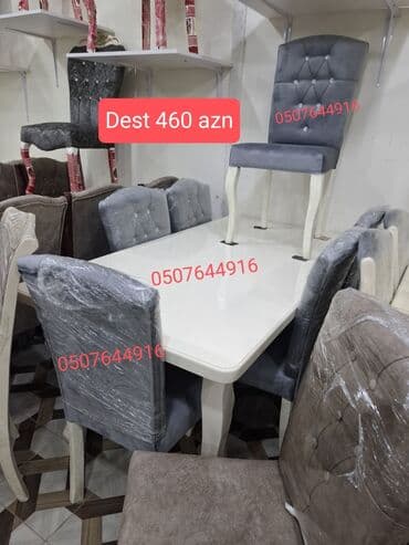 metbex stol stulları qiymetleri: Qonaq otağı üçün, Yeni, Açılmayan, Dördbucaq masa, 6 stul — 2