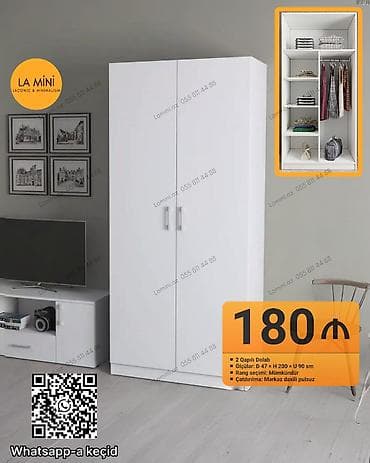 - Model: 2 qapılı dolab - Ölçülər: Dərinlik 47 sm × Hündürlük 200 sm
