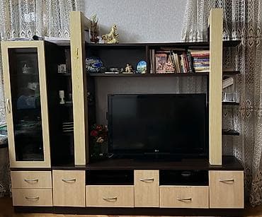Qonaq otağı üçün modulyar divar mebeli - Rəng: tünd qəhvəyi (wenge)