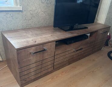 Садовая, уличная мебель: Прямой ТВ стенд, С полками, Ламинат — 2