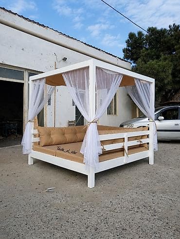 kreslo yellenen: Bağ üçün baldaxanlı lounge-divan Ölçü 185x210 sm, hündürlük 195sm - — 4