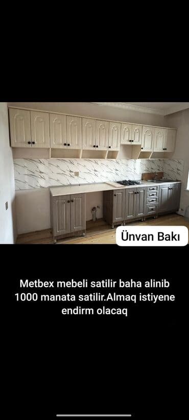 işlənmiş mətbəx: 4m uzununda az işlenmis metbex mebeli satilir.Baha alinib kocle baqli — 1
