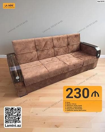 Məhsul: Divan - Ölçü: 210 sm - Mexanizm: Açılan, bazalı - Yastıqlar — 1