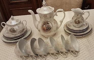 Çay dəsti, rəng - Ağ, Farfor, Madonna, 6 nəfərlik, Çexiya — 1