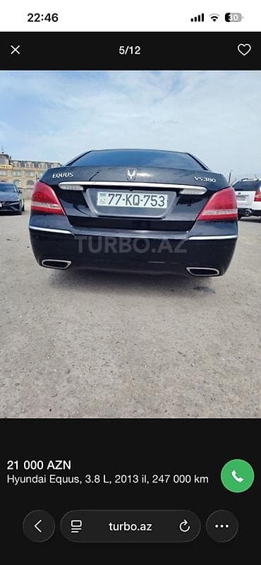 Hyundai: Hyundai Equus: 3.8 л | 2013 г. Седан — 4