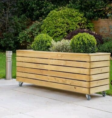 taxtadan gul qablari: Dibçək Ağacdan dekorativ çiçək/bitki qutuları - Material: təbii — 3