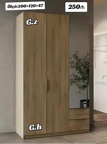 dolab şfaner: 2 qapılı, Güzgülü, Digər rəng, Digər material, Açılan, Düz dolab — 1