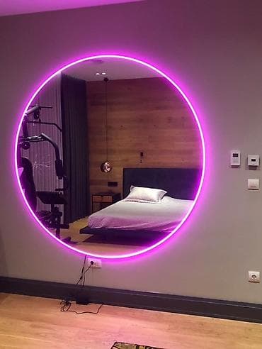 Güzgü Divar üçün, Dairə, Dekorativ, Arxa işıqlı