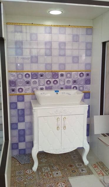 Banyonuz üçün dekorativ divar plitələri və üst lavabo dəsti. - Divar