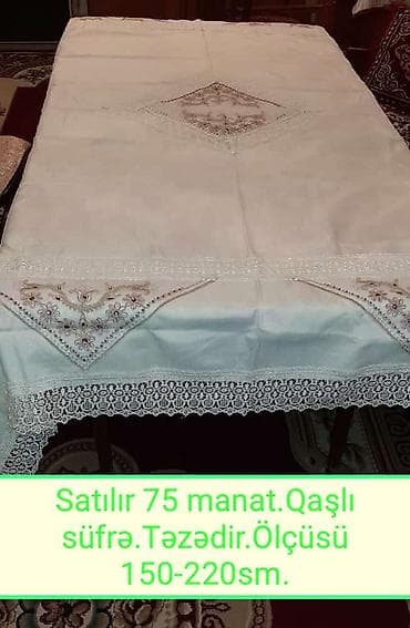 Ev tekstili məhsulları satılır: - Qaşlı süfrə – ölçüsü 150×220 sm
