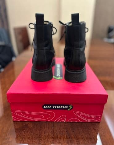 Basanoşka və səndəllər: Original ortopedik DR.KONG qara dəri çəkmələri Ölçü: 36 Öz giyməti — 2