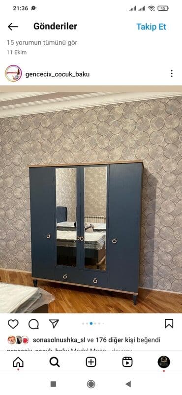 ev guzgusu: Düz dolab, Yataq otağı üçün, Paltar üçün, Açılan, Quraşdırıla bilən, 4 qapılı — 5