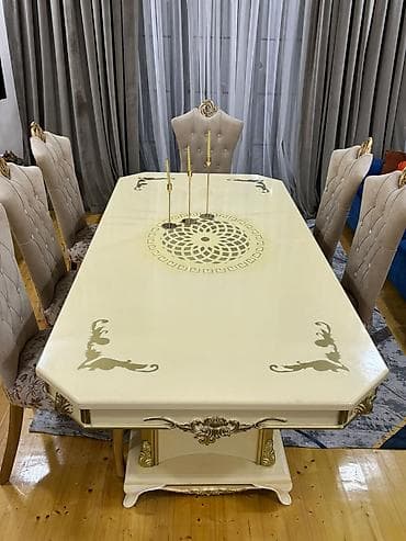 yataq otaqı mebeli: Qonaq otağı üçün, Yeni, Açılmayan, Dördbucaq masa, 8 stul — 1