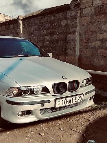 on panel: BMW 5 Series E39 sedan - Kuzov: gümüşü rəng, 4 qapı - Faralar: “angel — 9