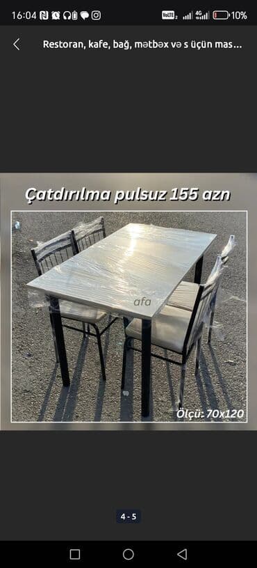 masa və stullar: Balkon üçün, Açılmayan, Dördbucaq masa, 4 stul — 9