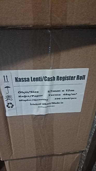 Баркод, чековые принтеры: Məhsul: Kassa lenti (termal kağız rulonu) Təsvir: - Termal kağız — 3