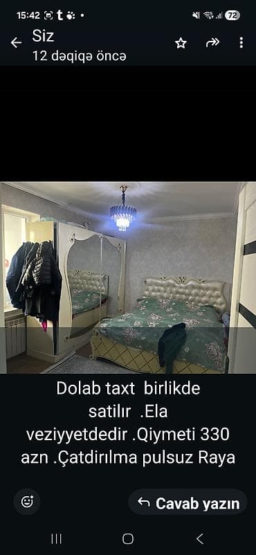 sumqayit taxt: İkinəfərlik çarpayı, Dolab — 1