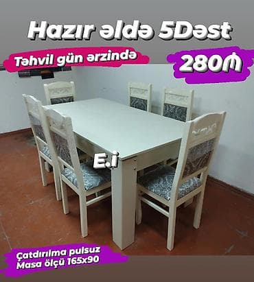 Masa + 6 stul 280Azn💥 ✔️Rəng seçimi var ✔️Masa açılan olanda lalafo.az -da Masa + 6 stul 280Azn💥 ✔️Rəng seçimi var ✔️Masa açılan olanda