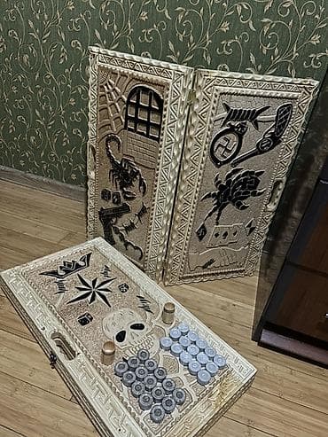 Нарды: Taxta nərd–şahmat dəsti - Material: ağacdan hazırlanın, ikitərəfli — 2