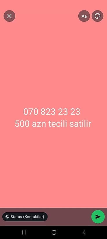 Elan məzmunu: - Məbləğ: 500 AZN - Qeyd: Təcili satılır Əlavə məlumat