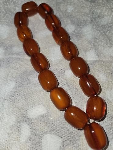 Kəhrəba rəngli təsbeh - Material: şəffaf-qəhvəyi tonlarda, damarlı — 2