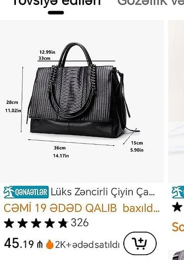 15 sadə: Lüks zəncirli çiyin çantası – qara rəng Xüsusiyyətlər yeni :alınıb — 1
