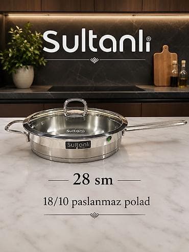 soba odun: Tava, rəng - Gümüşü, Paslanmayan polad, 28 sm, Türkiyə — 1
