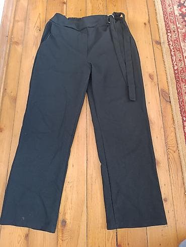 klassik qadın şalvarları: Qadın şalvar dəsti - 1-ci model: Mavi denim, geniş ətəkli (flare) — 3