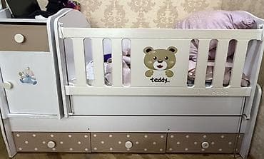 Uşaq mebeli: Uşaq beşiyi – çoxfunksiyalı kombi model - Rəng: ağ və bej tonlarında — 1