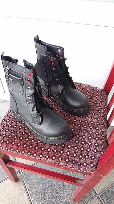 Botinkalar: Qara rəngli krujevalı unisex botlar - Material: süni dərı görünüşlü — 1