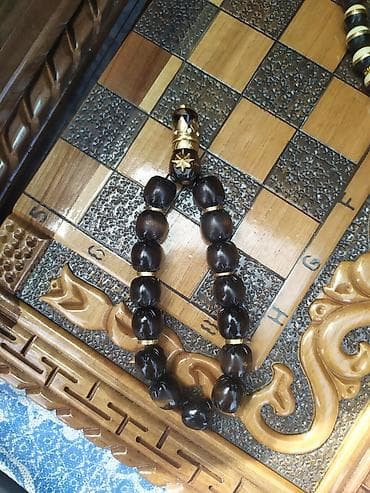 sumkalar kisi ucun: Əl işı təsbeh dəsti - Material: qara-qəhvəyi tonlarda cilalanmış — 3