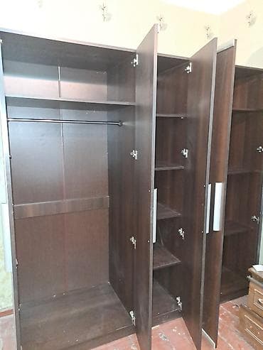 kupe dolablar: 5 qapı, Güzgülü, Qəhvəyi, Taxta, Kupe, Düz dolab — 2