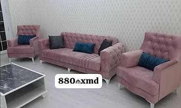 kreslo salon: Mebel dəsti – yumşaq oturacaq qonaq otağı üçün - Tərkibi: 3 yerlik — 1