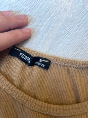 женские кофты из мериноса: Qadın Rib Kəsimli Top – FEMME, Medium - Rəng: tünd bej/karamel - — 1