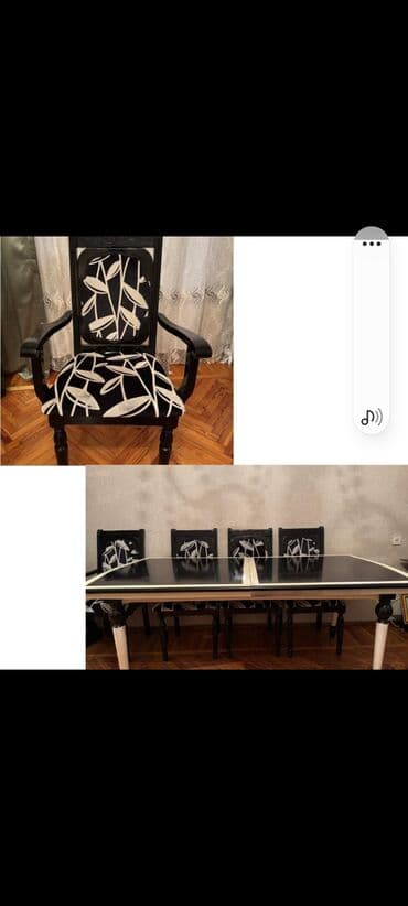 isdolar: Qonaq otağı üçün, İşlənmiş, Dördbucaq masa, 8 stul — 1