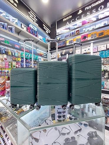 mini keys: Sərt korpuslu 3-lü çamadan dəsti - Rəng: tünd yaşıl - Korpus: yüngül — 1