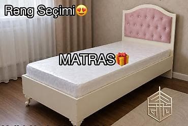 Tək nəfərlik klassik üslubda çarpayı və matras komplekti. - Çarpayı