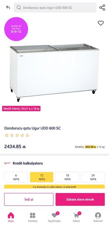 Aspiratorlar: Şüşəli dondurucu, Uğur — 4